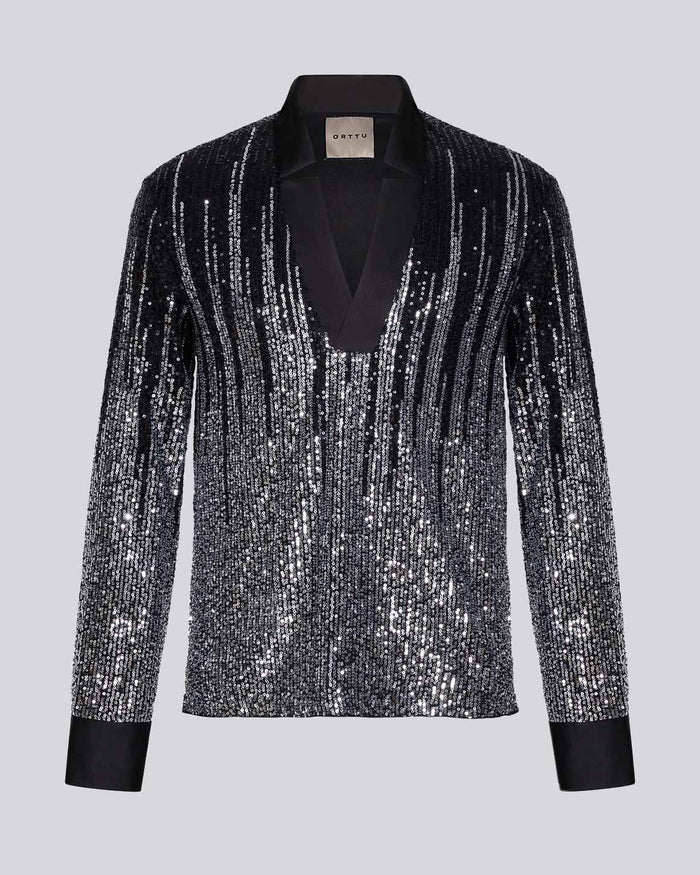 Star Neck Shirt Sequins