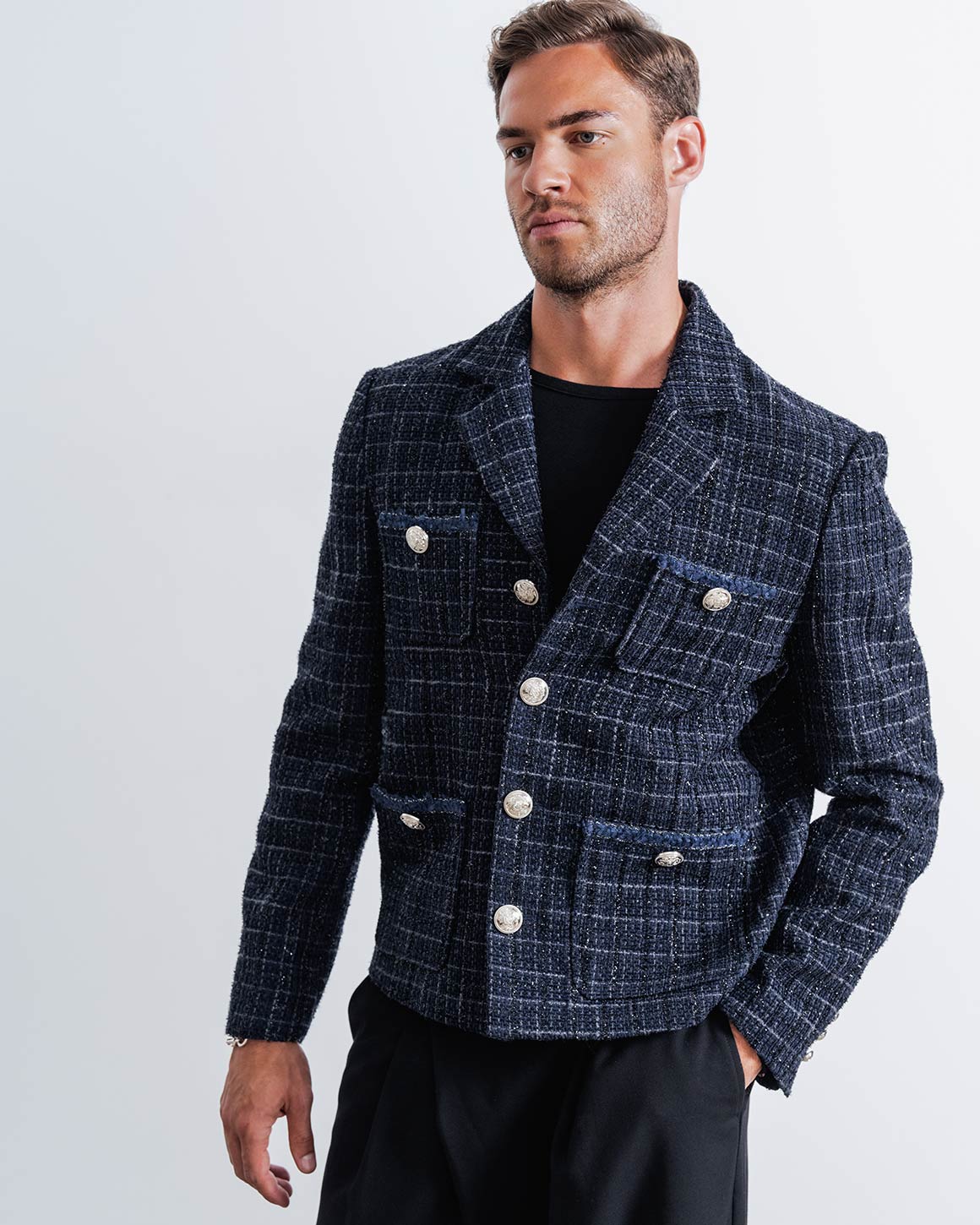 ジャケット・アウター blue check tweed jacket Francis Jacket – ORTTU