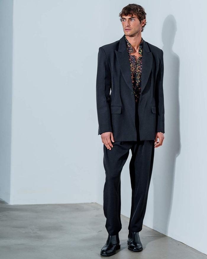 Sequin Star Neck Cardigan Buttoned