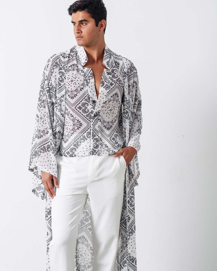 Paros Star Neck Cardigan Chiffon