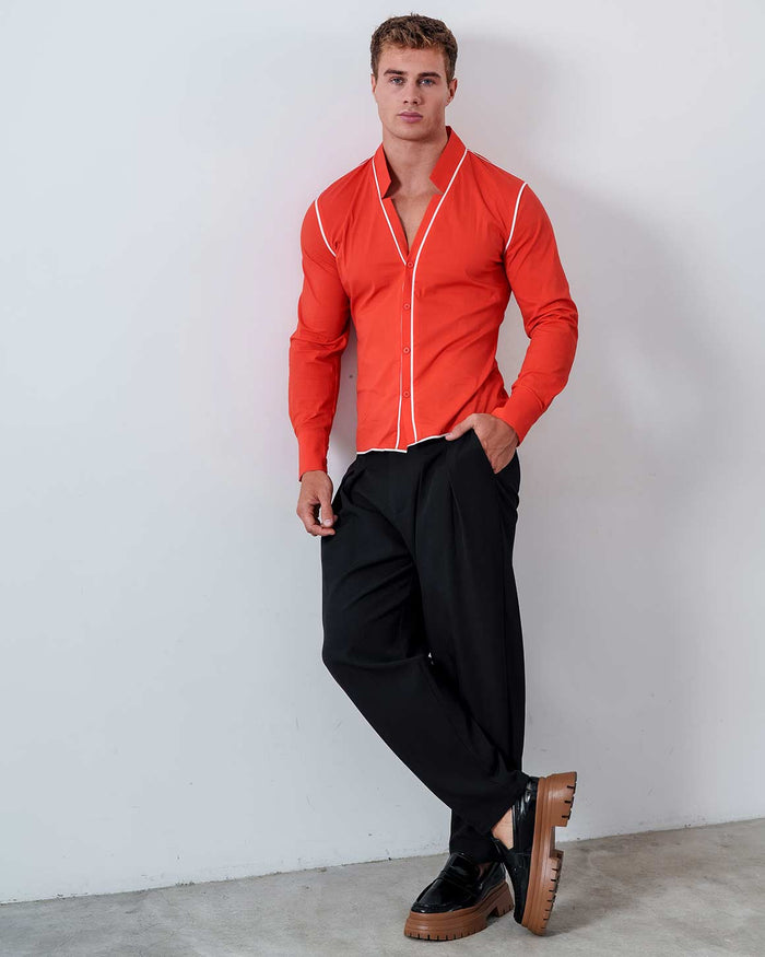 Slim Fit Star Neck Shirt Cotton