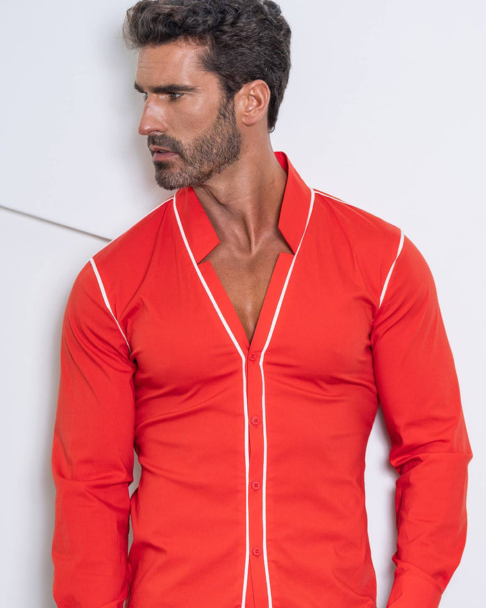 Slim Fit Star Neck Shirt Cotton