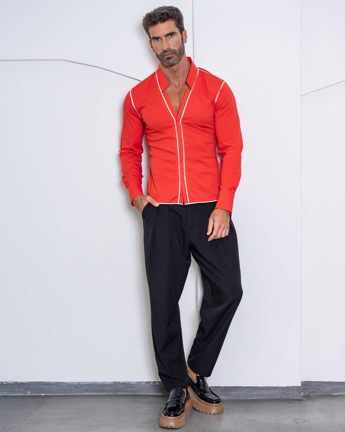Slim Fit Star Neck Shirt Cotton