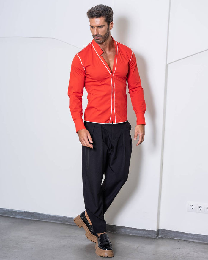 Slim Fit Star Neck Shirt Cotton