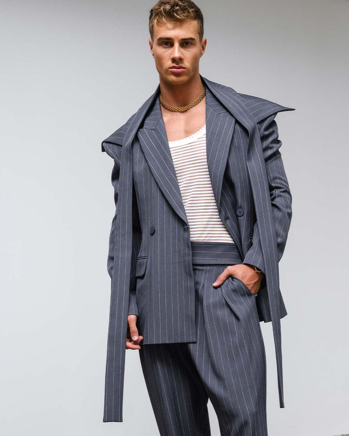 Nikos Jacket Grey striped