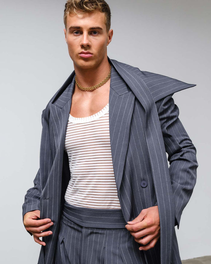Nikos Jacket Grey striped
