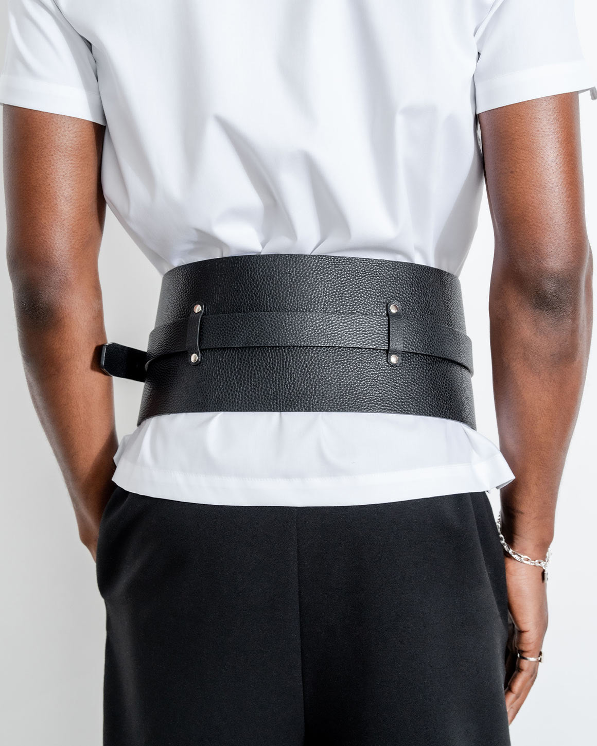 corset belt black leather