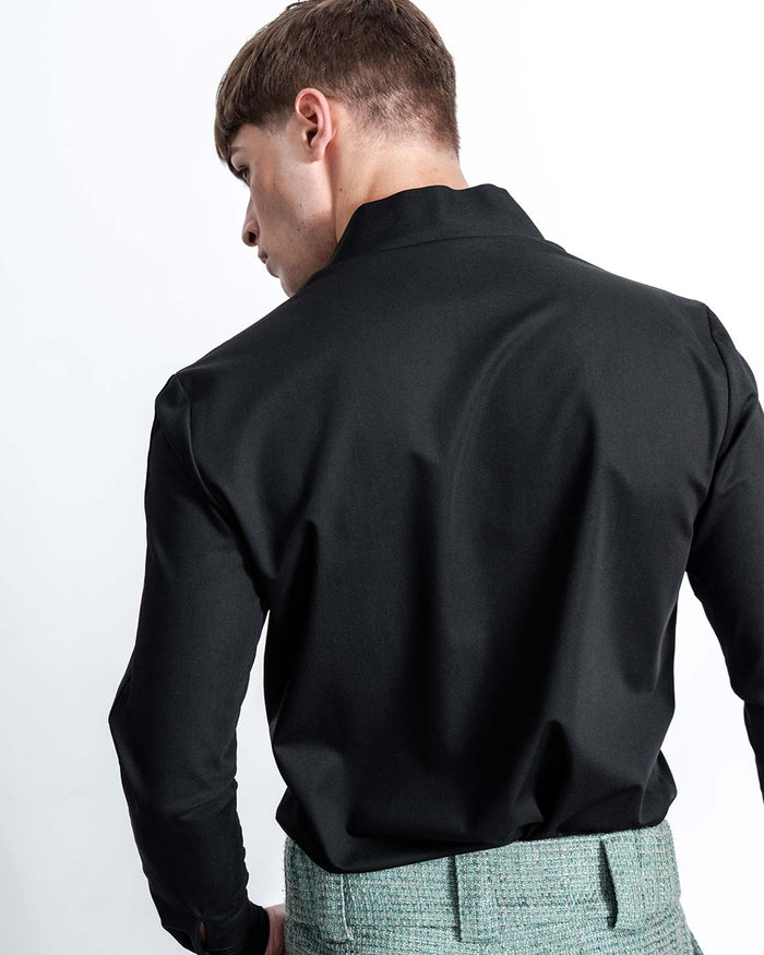 high neck dress shirt We11done high-neck Collar Shirt | White