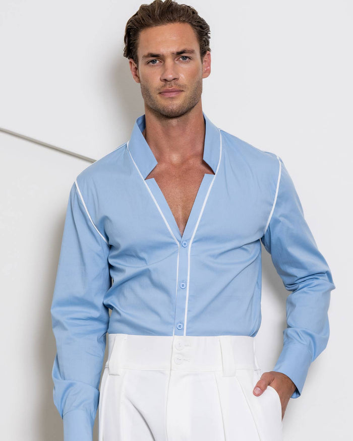 Slim Fit Star Neck Shirt Cotton