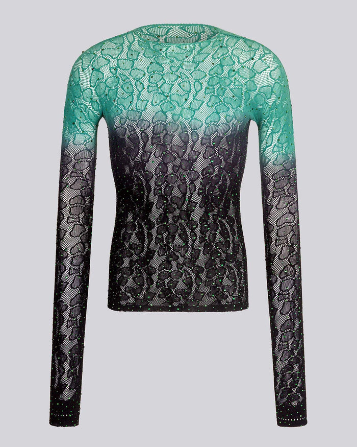 Gradient Rhinestone Leopard Top