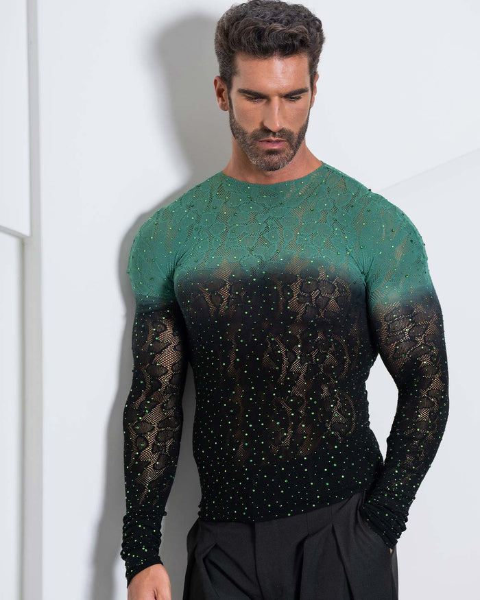 Gradient Rhinestone Leopard Top