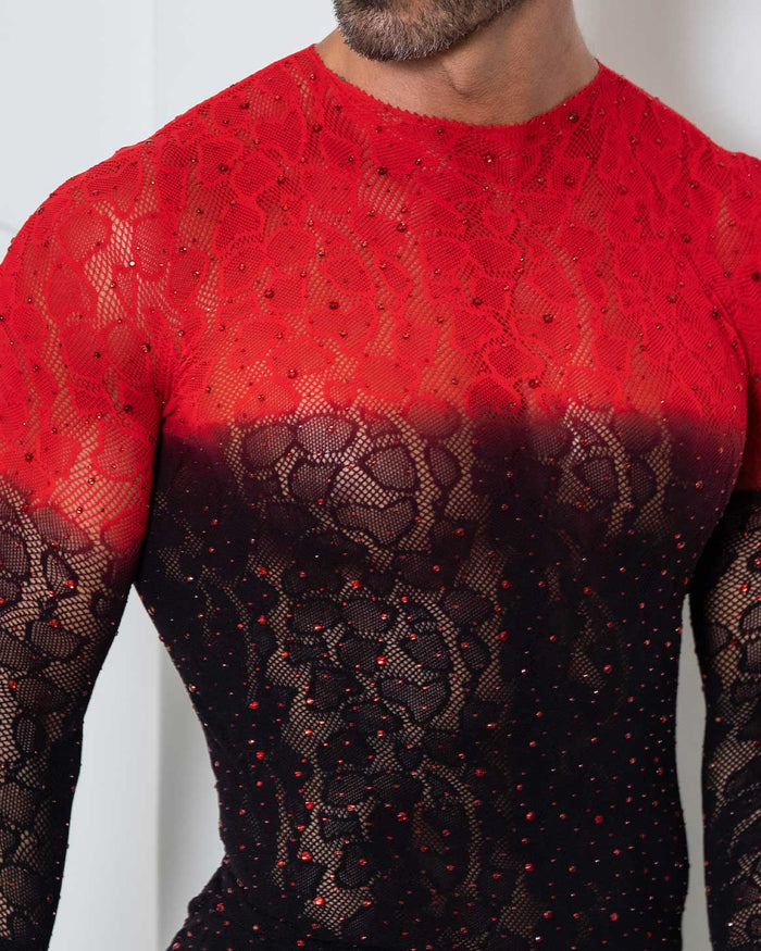 Gradient Rhinestone Leopard Top