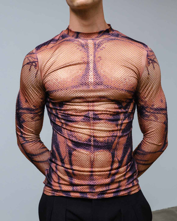 Muscle Top Print Rhinestone