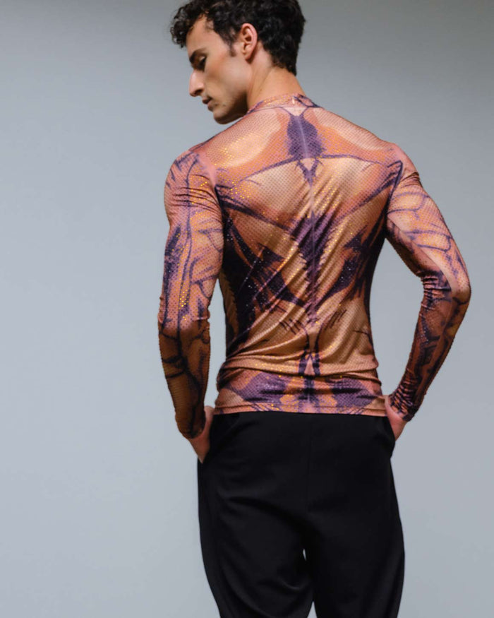 Muscle Top Print Rhinestone