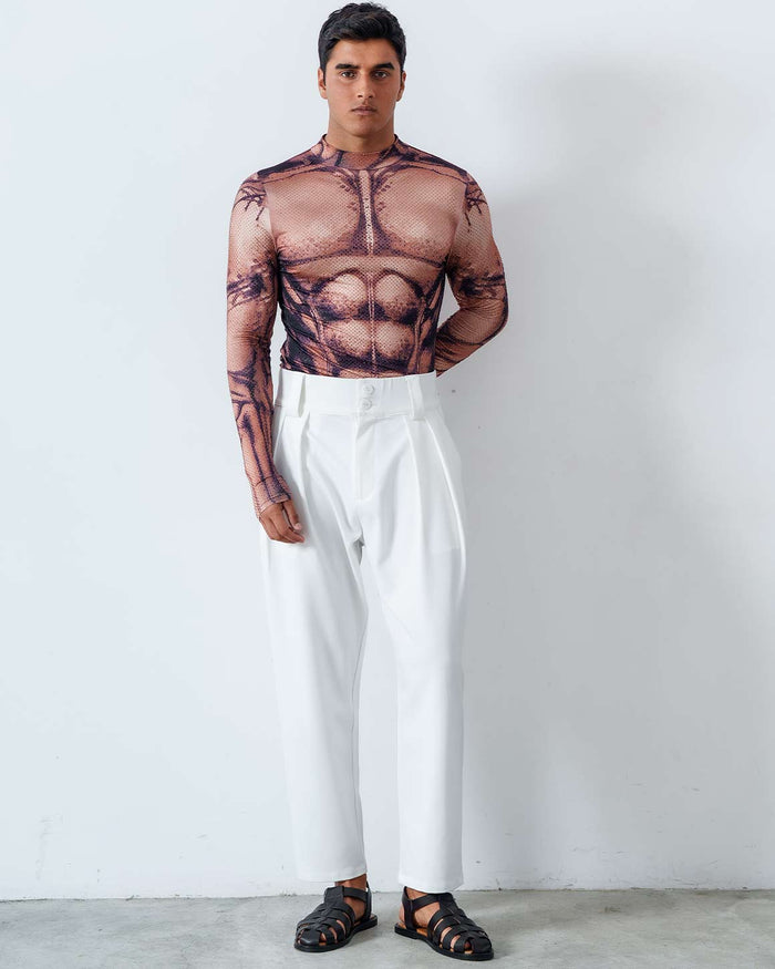 Muscle Top Print Rhinestone