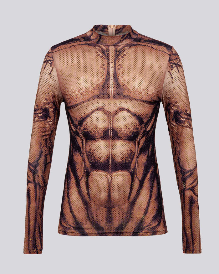 Muscle Top Print Rhinestone