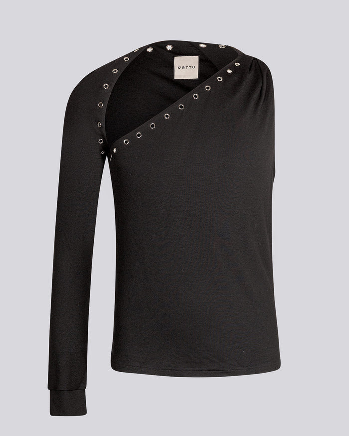 Perseus Top in black, front flat